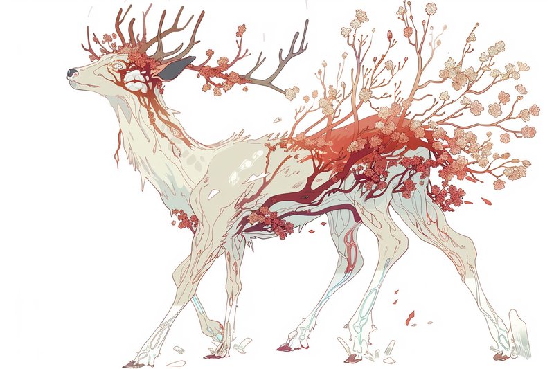 A deer in advanced stages of Wyrdshaping